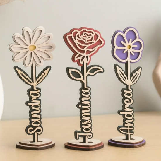 Dřevěná květina se jménem