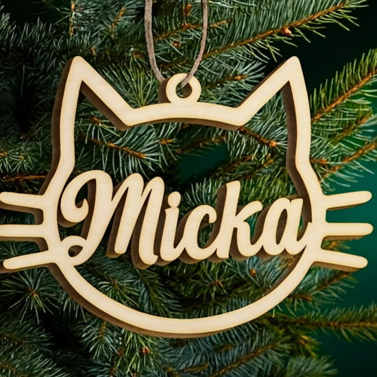 Dřevěná kočičí ozdoba